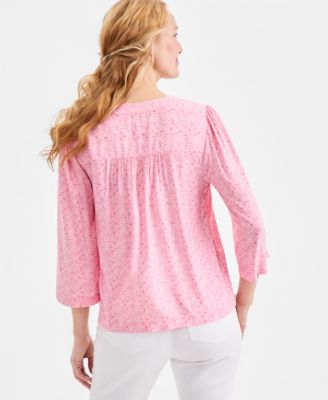 Women's Printed V-Neck 3/4-Sleeve Top