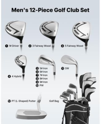 Men s 12-Piece Golf Club Set Right-Handed with Stand Bag