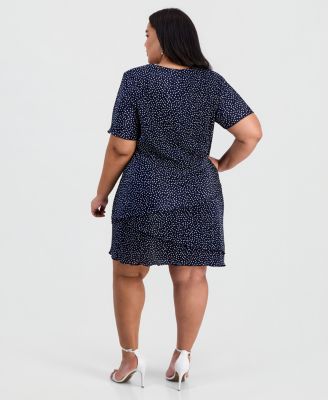 Plus Size Floral Ruffle-Tiered V-Neck Sheath Dress