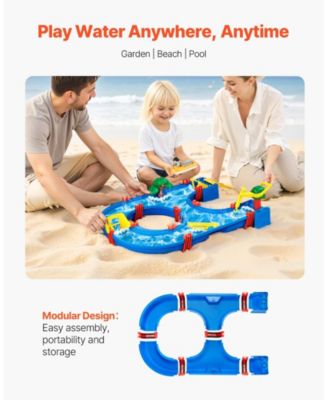 Water Table for Toddlers, 39 PCS Outdoor Activity Water Playset, Backyard Sensory Waterway Table for Boys & Girls Ages 3