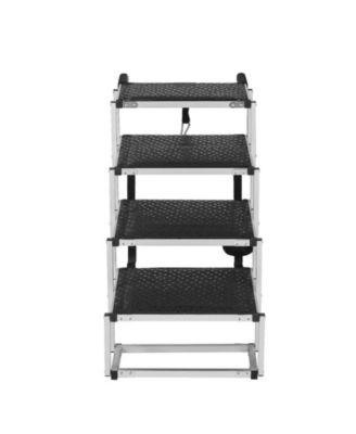 Wide 4-Step Aluminum Folding Dog Stairs for SUVs, Holds up to 150 lbs