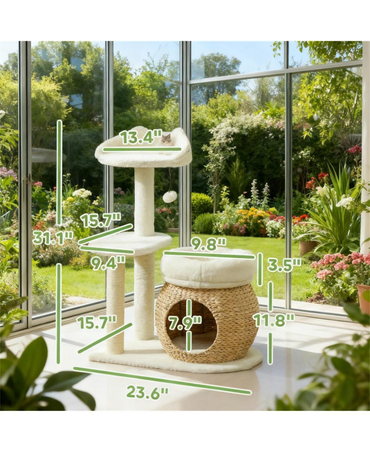 Aostirmotor 31" Cat Tree Tower with Cozy Condo & Sisal Scratching Posts