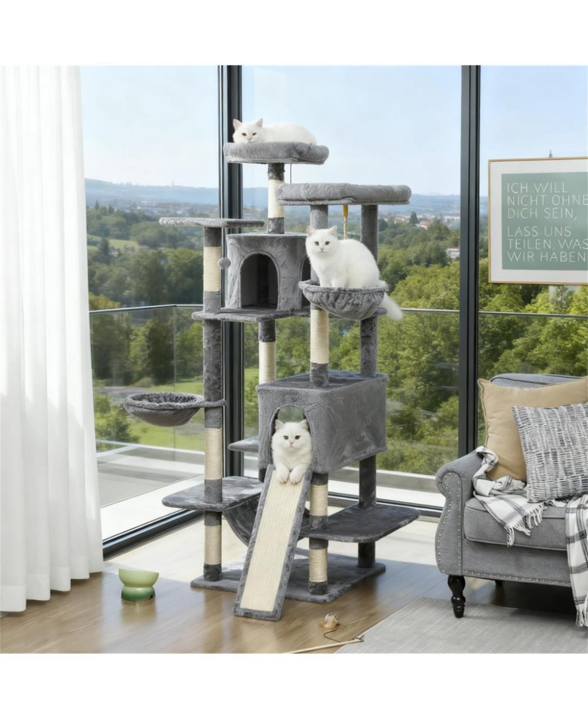 Aostirmotor 69" Multi-Level Cat Tower in Dark Gray