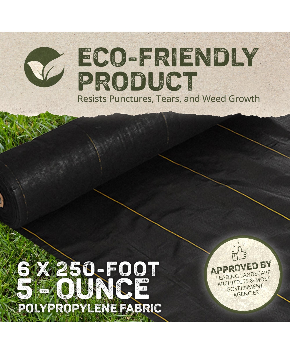 DeWitt Pro 5 Oz 6 x 250 Foot Commercial Landscape Weed Barrier Fabric