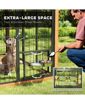 Extra Large Dog House with Storage Cabinet, Bowls, Light