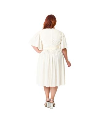 Plus Size 1940s Velvet Flutter Sleeve Swing Dress