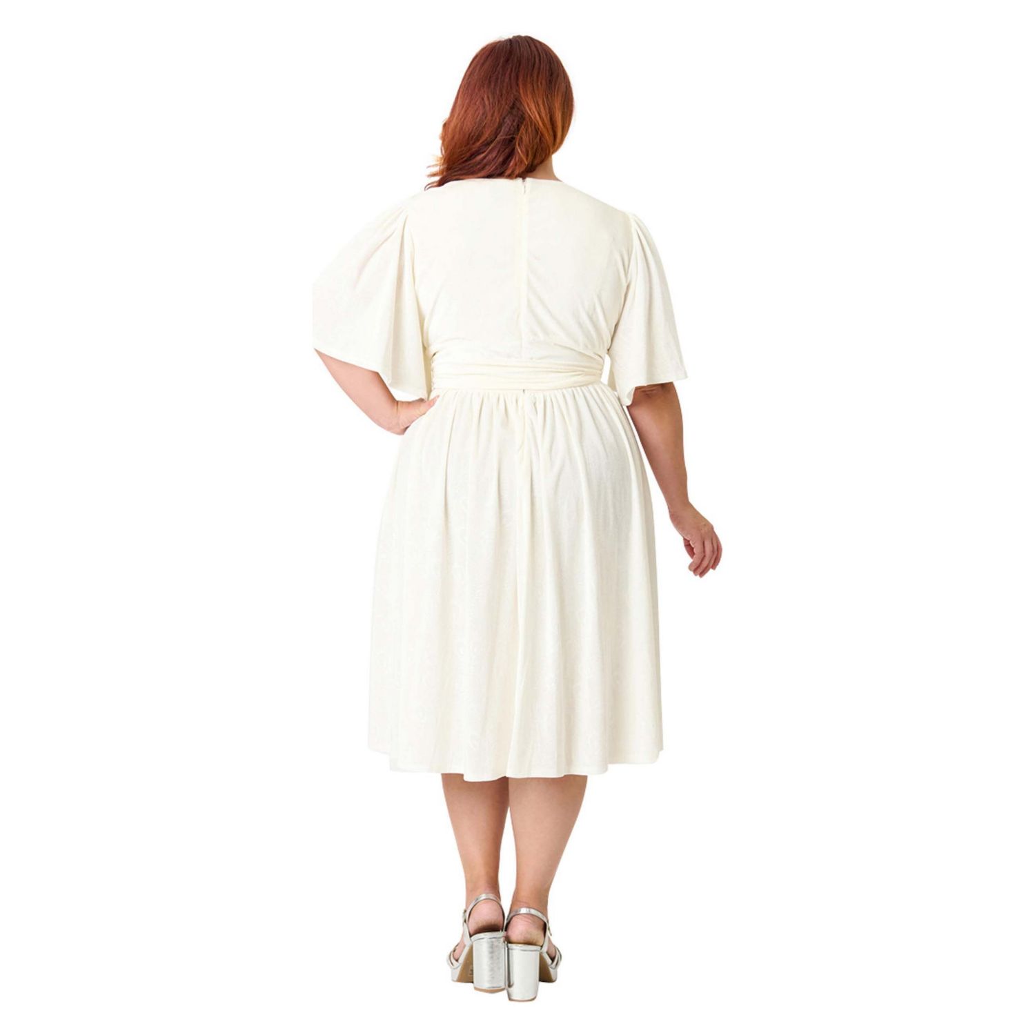 Plus Size 1940s Velvet Flutter Sleeve Swing Dress