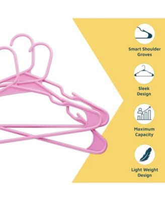  pink plastic hangers with nonslip grooves and spacesaving design, hold up to 5 lbs ideal for clothes, dresses & coats pack of 120.