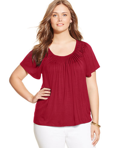 Style & Co Plus Size Short-Sleeve Pleated Top