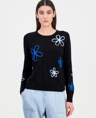 Women's Floral-Appliqu&eacute; Crewneck Sweater