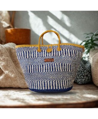 Ripples of Nourishment Handmade Sisal Straw Basket Tote Bag