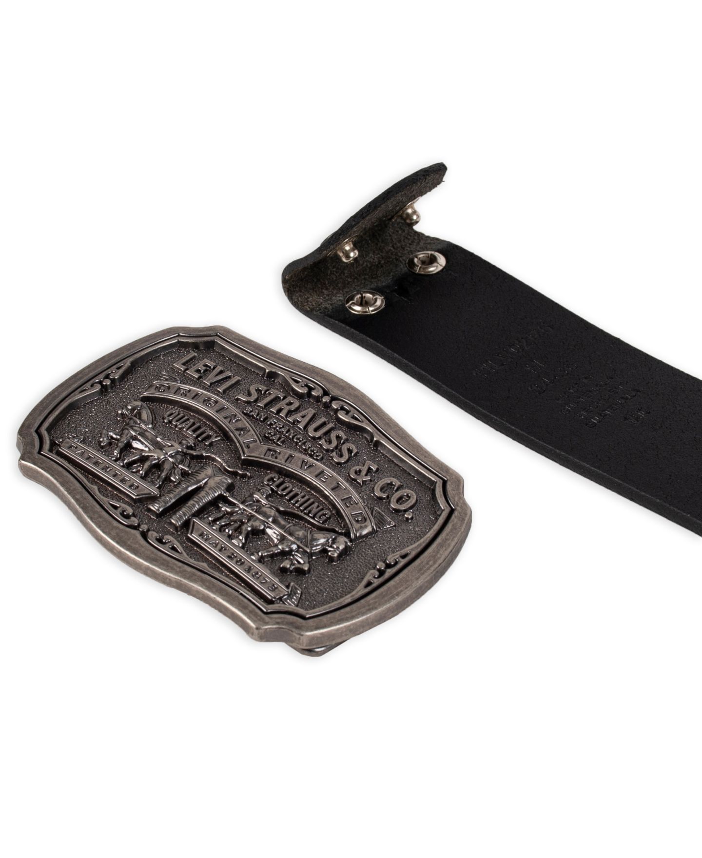 Мужской ремень Levi's Leather Belt with Plaque Buckle, цвет: Чёрный — фото 5