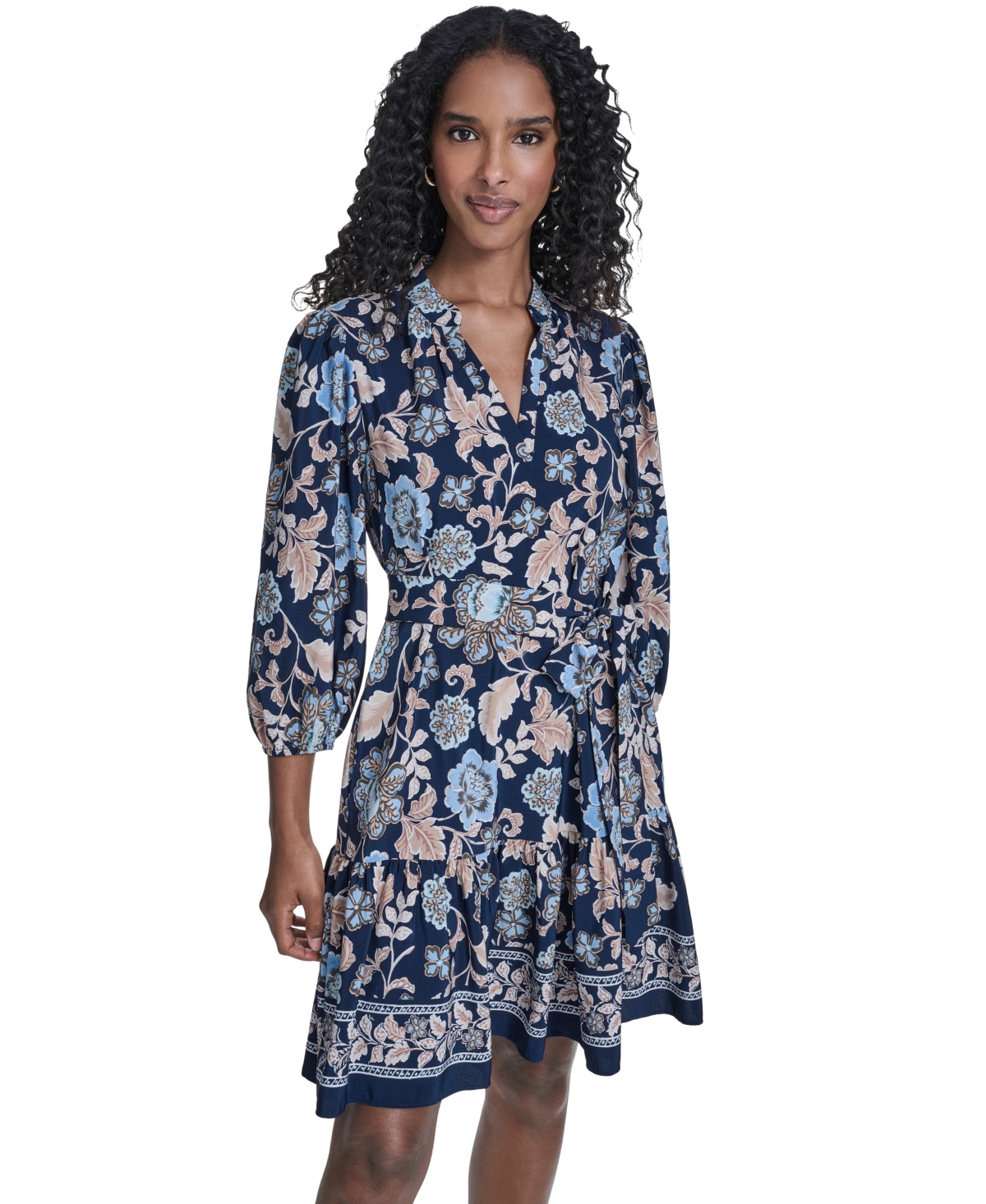 Jessica Howard Women's Balloon-Sleeve V-Neck Dress