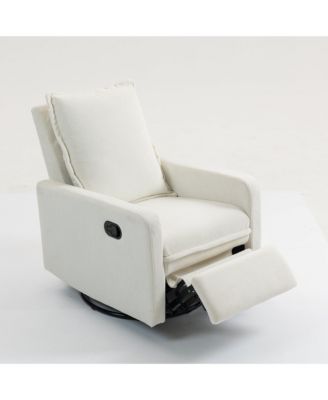 Short Plush Armchair Sofa Manual Button Recliner Chair, Camel