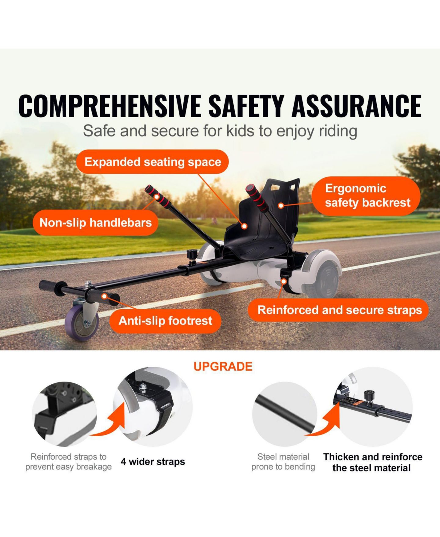 Детская игрушка Mecale Adjustable Hoverboard Seat Attachment, 220 lb Capacity, Ages 14+, цвет: Чёрный — фото 4