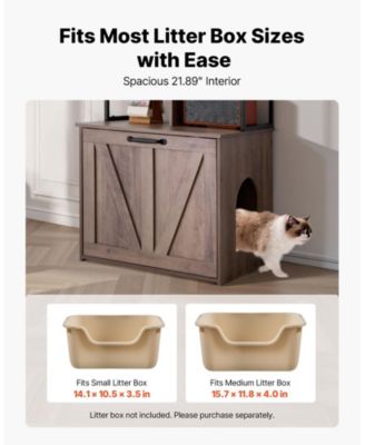 Wooden Litter Box Enclosure with 2-Tier Shelves & Metal Legs, 27.6"