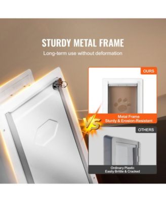 Metal Frame Wall-Entry Pet Door with 3-Flap System, Medium, White