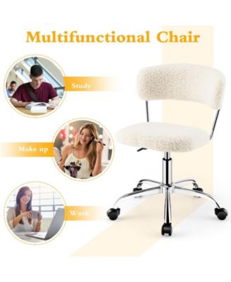 Computer Desk Chair Adjustable Sherpa Office Chair Swivel Vanity Chair