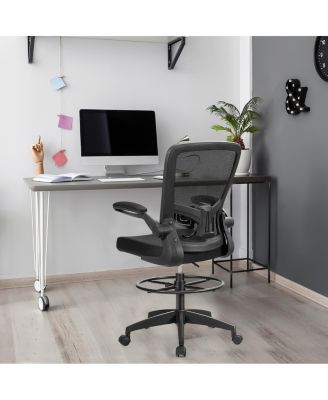 Height Adjustable Drafting Chair with Flip Up Arms for Home Office