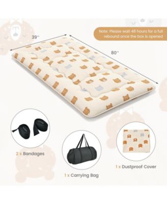 Foldable Futon Mattress with Washable Cover and Carry Bag for