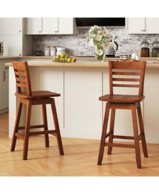 2 PCS 24.5" Counter Height Bar Chairs Swivel Bar Stools with Hollow Backrest