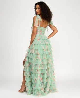 Women's Wide Straps Ties V-Neck Gown