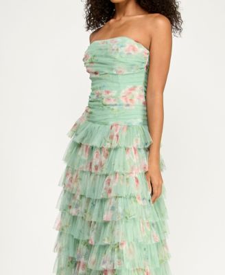 Women's Strapless Pleated Gown