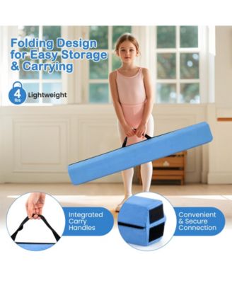 7 FT Folding Balance Beam with Removable Suede Cover and Non-slip Bottom-Navy