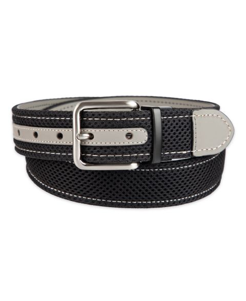Мужской ремень Tommy Bahama Two-In-One Reversible Leather Perforated Belt, цвет: Чёрный / Серый