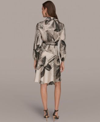 Women's Floral Collared Neck Shirt Dress