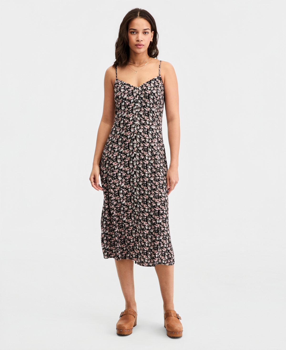Lucky Brand Women's Printed Simone Slip Dress In Black
