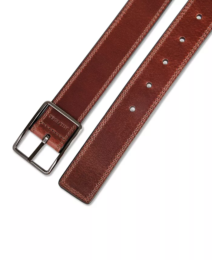 Men's Casual Center Bar Buckle Leather Belt - thumbnail 2