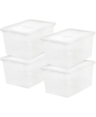 USA Storage Bins with Lids, Clear Stackable Containers, 4Pk