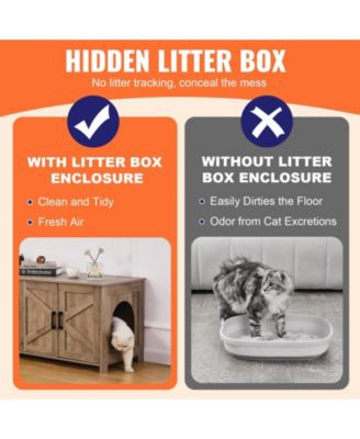 Double-Compartment Wooden Litter Box Enclosure, 47.2", Greige