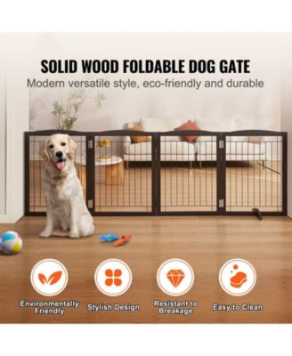 4-Panel Foldable Freestanding Pet Gate, 96.5" W x 32" H