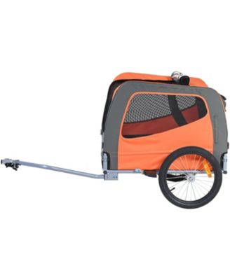 Foldable Pet Bike Trailer with Universal Coupler, Holds up to 66 lbs., Orange & Gray
