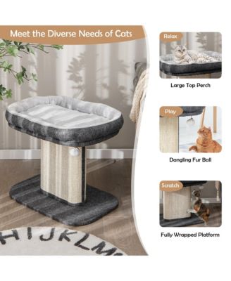 Modern Cat Tree Tower Cat Activity Tower w/ Large Plush Perch