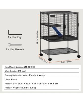 34" 2-Tier Rolling Small Animal Cage with Tray