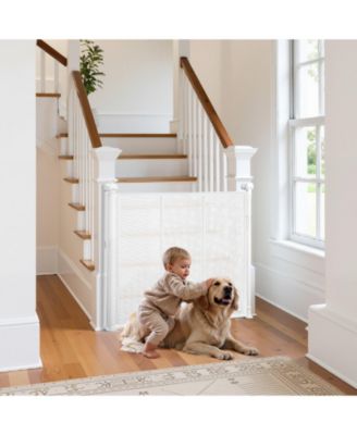 Retractable Mesh Safety Gate, Extends up to 55", White