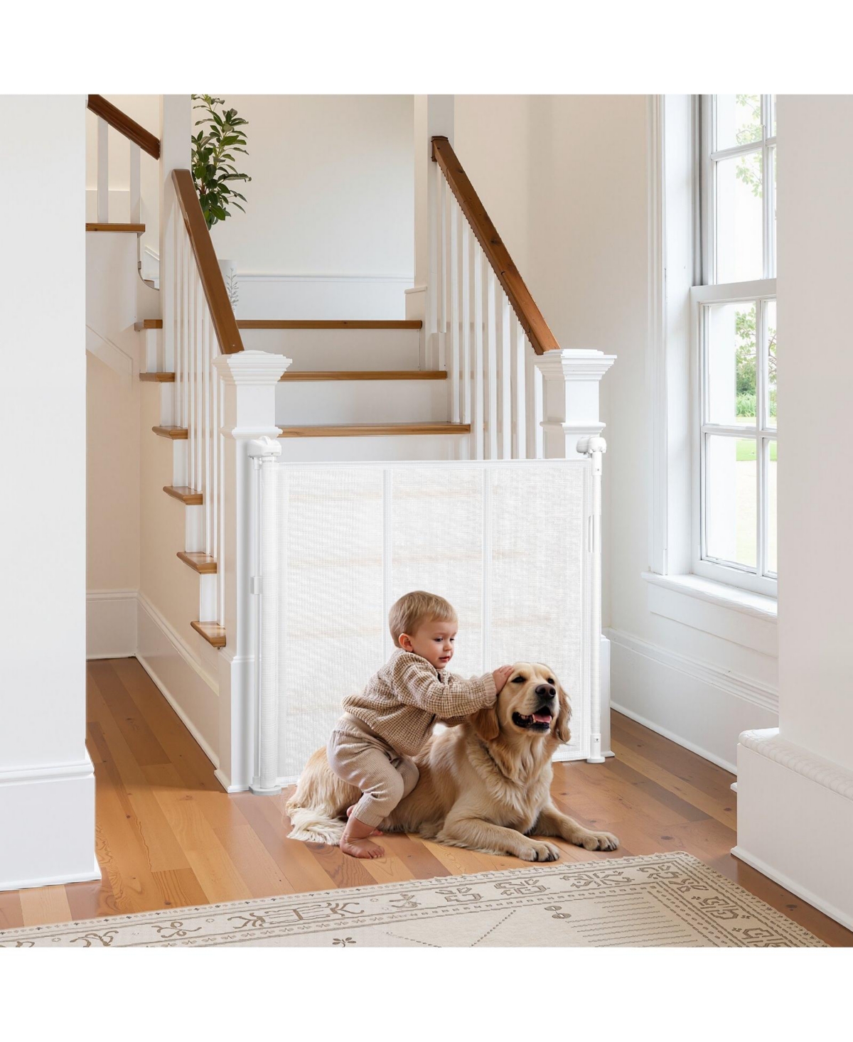 Cozito Retractable Mesh Safety Gate, Extends up to 55", White