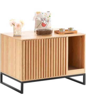 Wooden Cat Litter Box Enclosure with Metal Legs