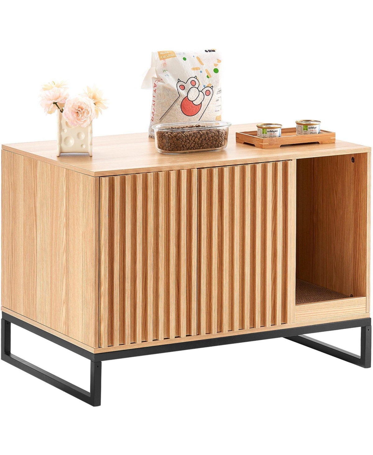 Cozito Wooden Cat Litter Box Enclosure with Metal Legs
