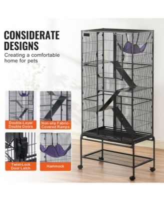 4-Tier Rolling Metal Ferret Cage with Ramps