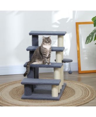 48.8" Modern Cat Tower with Sisal-Covered Scratching Posts and Top Perch