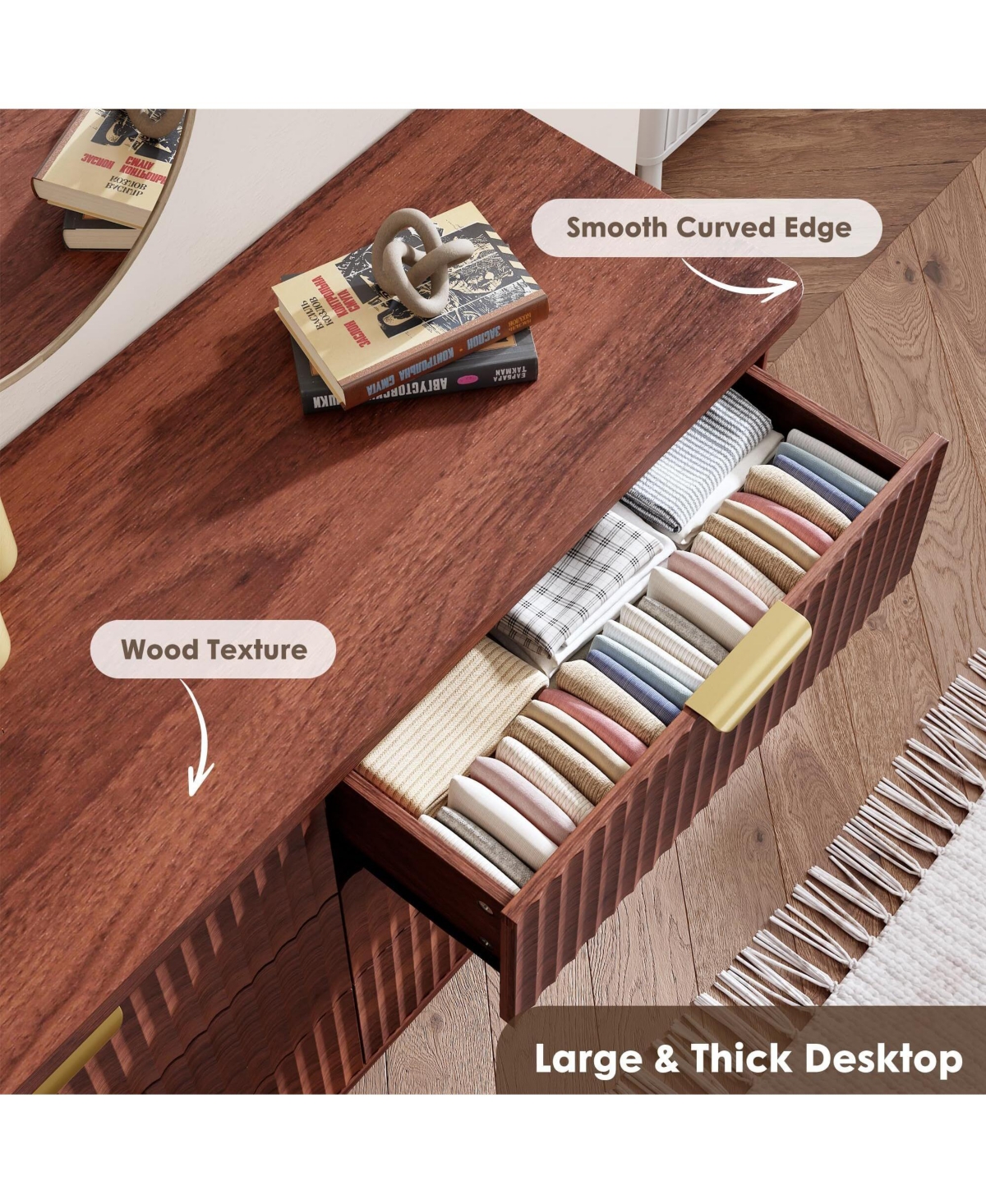 gaomon Fluted Dresser for Bedroom with 6 Deep Drawers