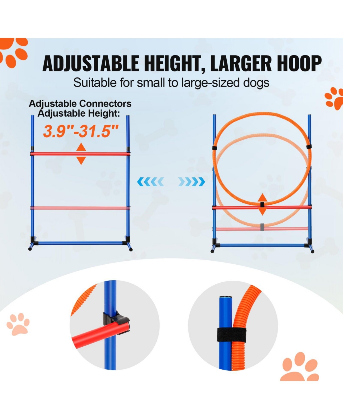 Cozito 4-Piece Dog Agility Training Set with Jump Ring & Hurdles