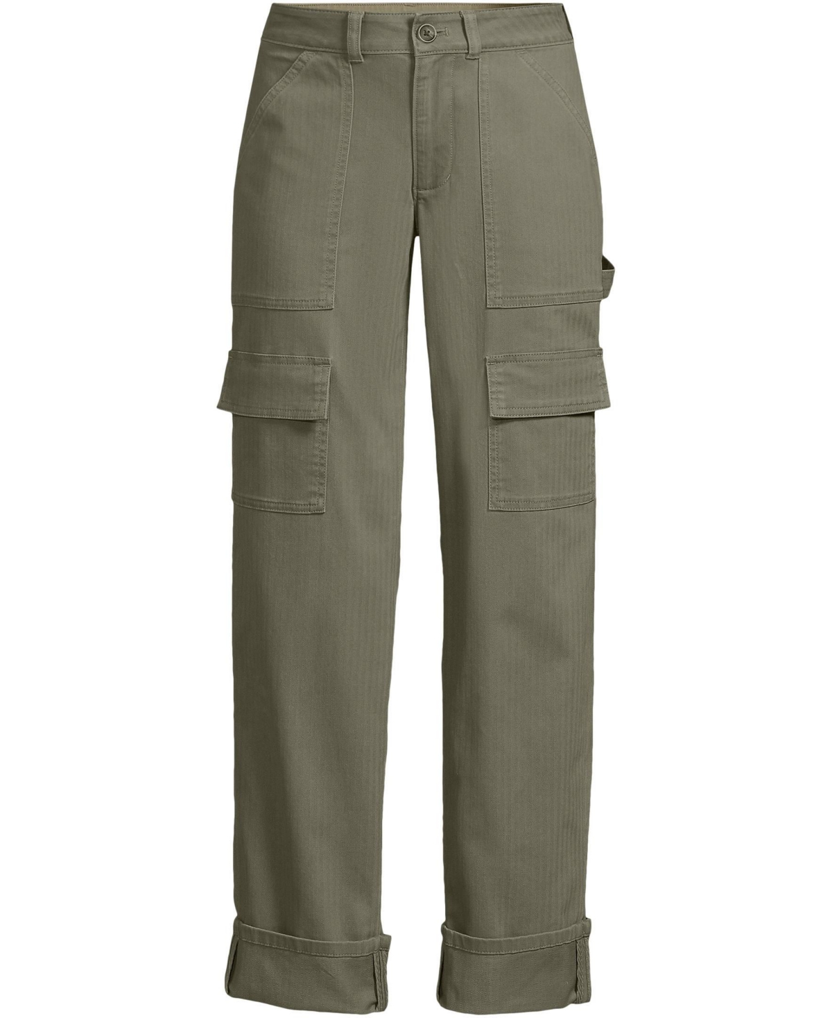 Lands' End Women's Chino Mid Rise Straight Leg Cargo Ankle Pants