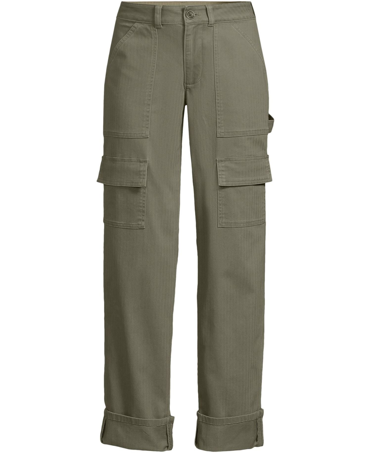 Petite Chino Mid Rise Straight Leg Cargo Ankle Pants