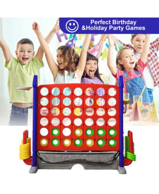 4-in-1 Giant Game Set with Jumbo Connect 4, Basketball, Ring Toss & Golf. Adjustable, portable fun for kids & adults