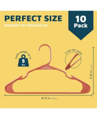 heavy-duty plastic hangers for clothes, dresses & coats non-slip grooves, space-saving design, holds 5 lbs 10-pack, dark brown.